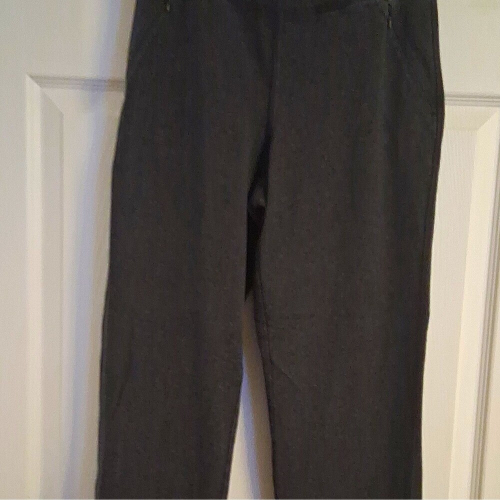 T by Talbots Womens Straight Leg Pull On Stretch Pants Gray Petite PS 29W 27I